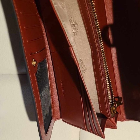 RUDSAK leather rust color and brass hardware long folded wallet - Picture 3 of 4